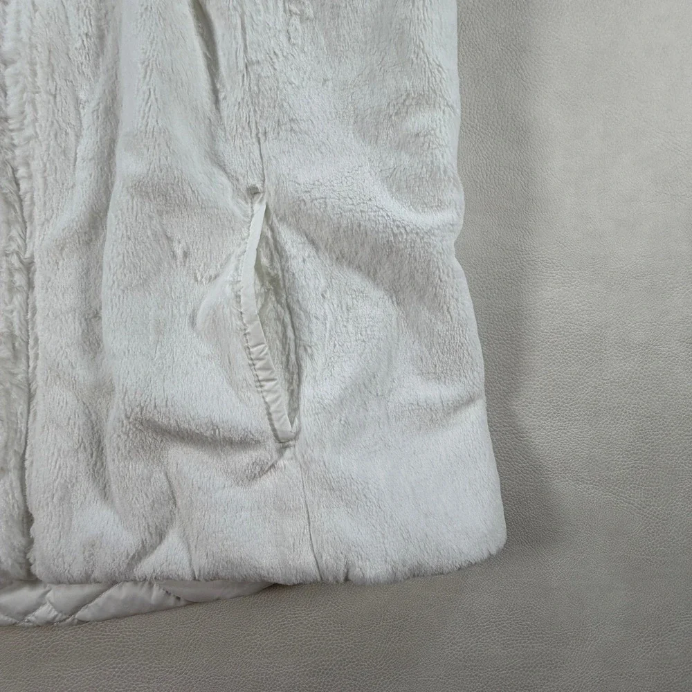 The North Face Womens Large Mossbud Swirl Reversible Vest White Quilted Fleece
